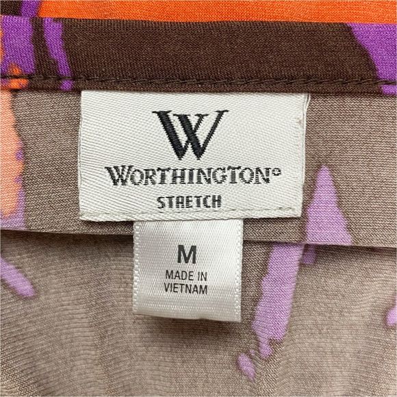 Worthington Stretch Purple & Orange Side Tie Blouse - Size Medium - Picture 6 of 6